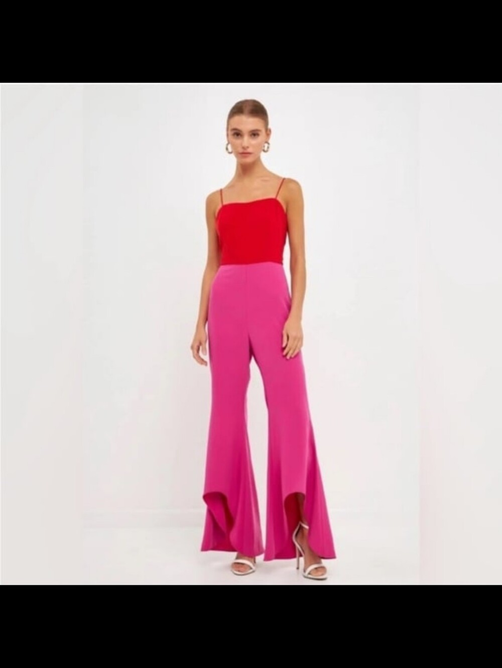 ENDLESS ROSE Red & Pink Color block Jumpsuit - Size Small